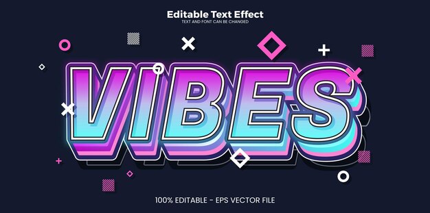 Efecto de texto editable Vibes en el estilo de tendencia moderna