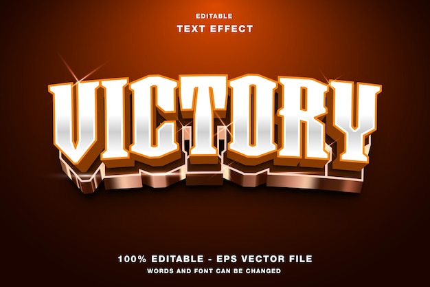 Vector efecto de texto editable victory 3d