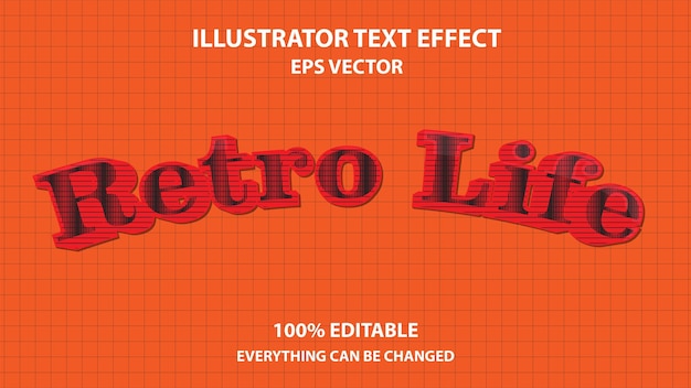 Vector efecto de texto editable vida retro