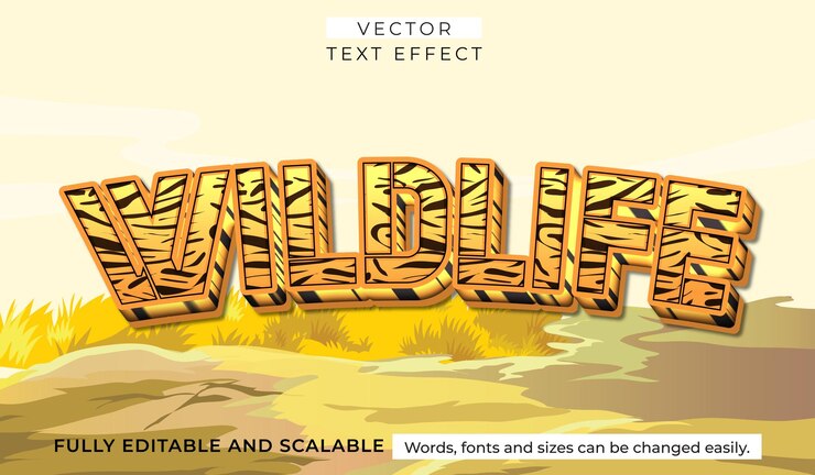 Vector efecto de texto editable de vida silvestre