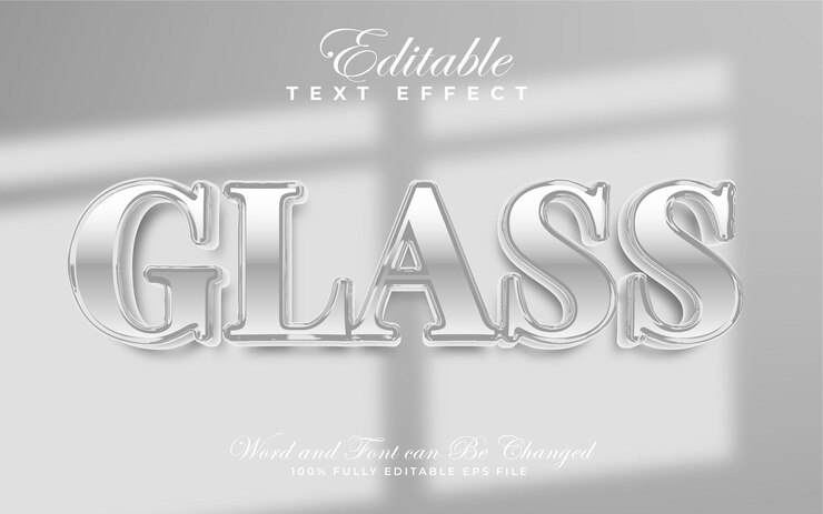 Vector efecto de texto editable de vidrio en estilo brillante
