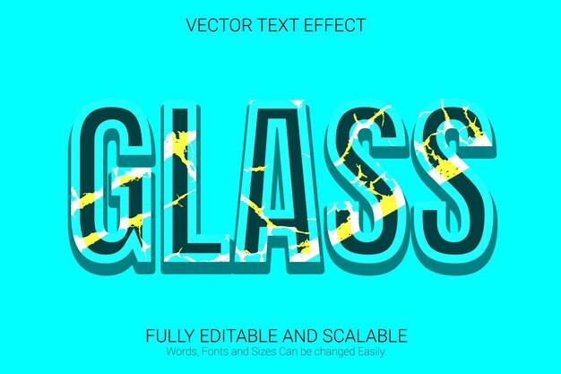 efecto de texto editable de vidrio, estilo de texto de color azul