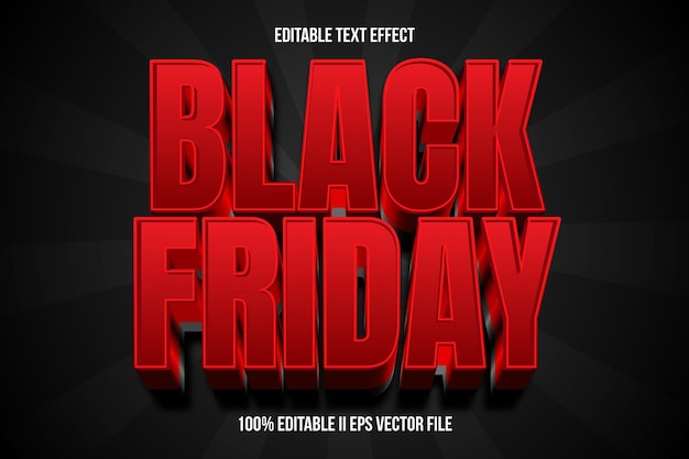 Efecto de texto editable del Viernes Negro Estilo de gradiente de relieve 3D