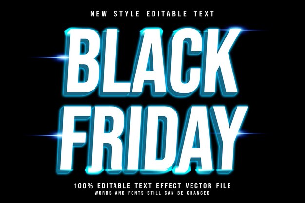 Efecto de texto editable de viernes negro en relieve estilo neón