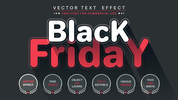 Efecto de texto editable de viernes negro