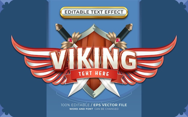 Efecto de texto editable vikingo con emblema alado