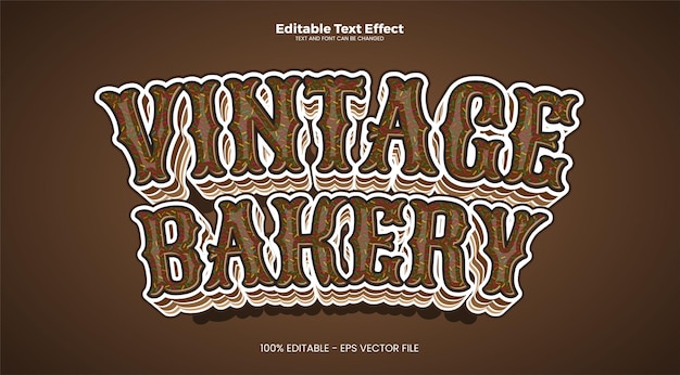 Efecto de texto editable Vintage Bakery en estilo de tendencia moderna