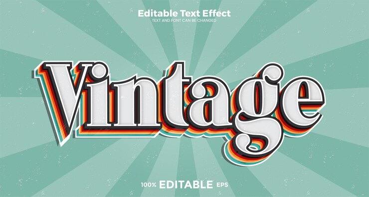 Vector efecto de texto editable vintage en estilo de tendencia moderna