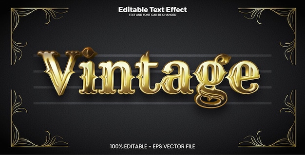 Efecto de texto editable vintage en estilo de tendencia moderna