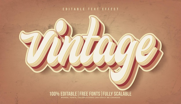Vector efecto de texto editable vintage o retro o ilustración tipográfica con textura grunge