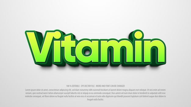 efecto de texto editable vitamina 3d