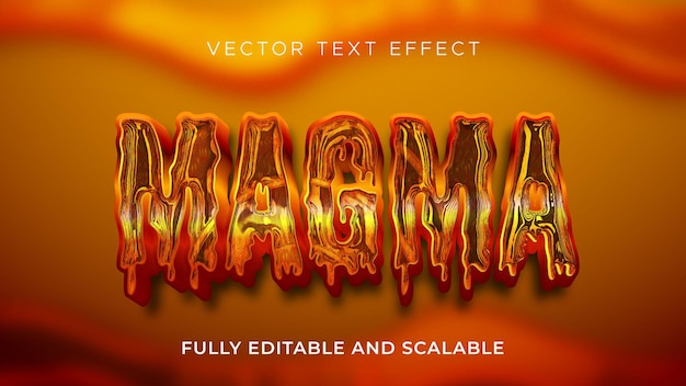 Vector efecto de texto editable de volcán magma