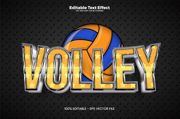 Efecto de texto editable Volley en estilo de tendencia moderna.