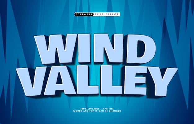 efecto de texto editable de Wind Valley con un estilo de texto para niños y juegos