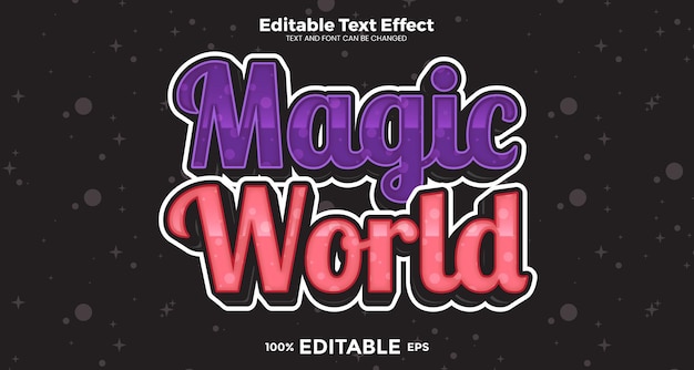 Efecto de texto editable World Fantasy en estilo de tendencia moderna