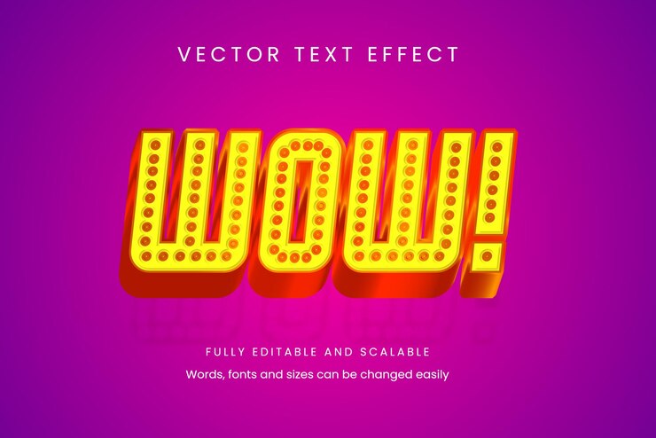 Vector efecto de texto editable wow