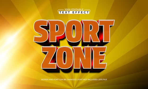 efecto de texto editable de la zona deportiva con un estilo de texto de equipo y deporte