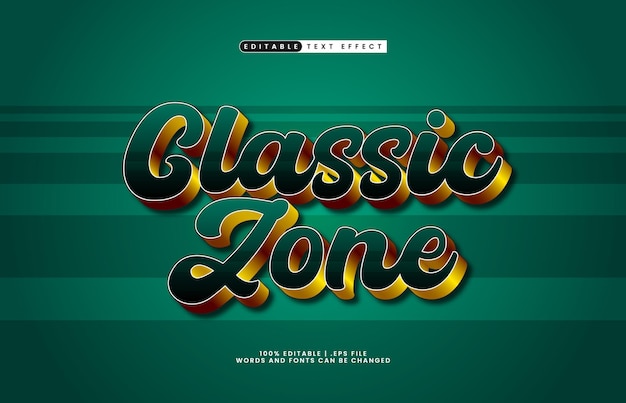 efecto de texto editable de zona con un estilo de texto clásico retro y vintage