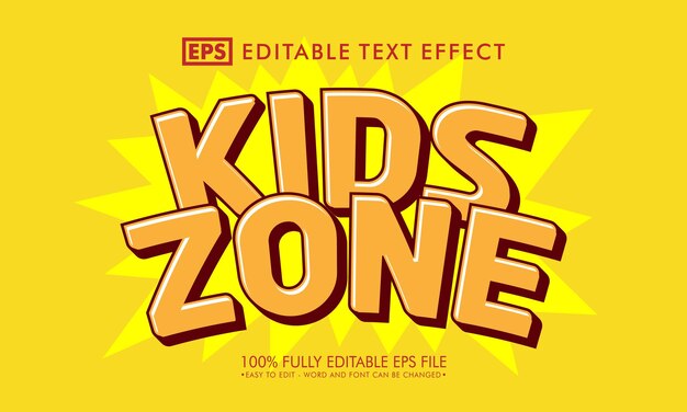 Efecto de texto editable de zona infantil