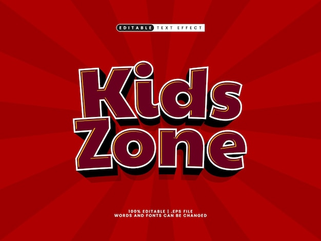 Efecto de texto editable de zona infantil