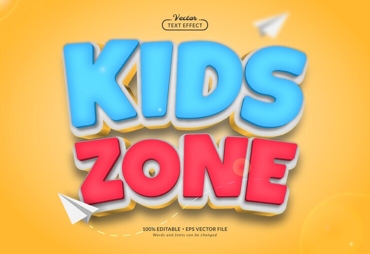 Vector efecto de texto editable de zona infantil
