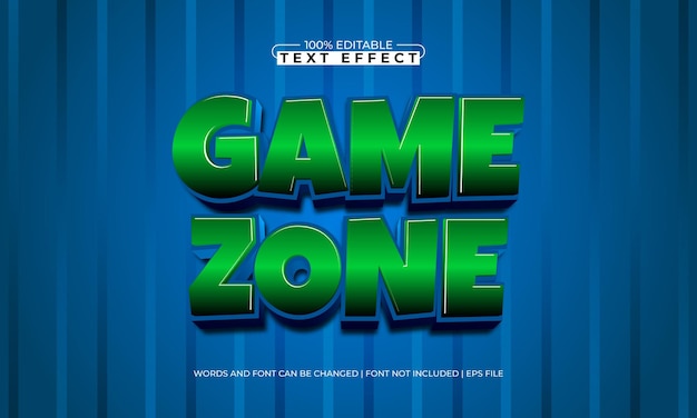 efecto de texto editable de la zona de juego con un estilo de texto de juego y juego