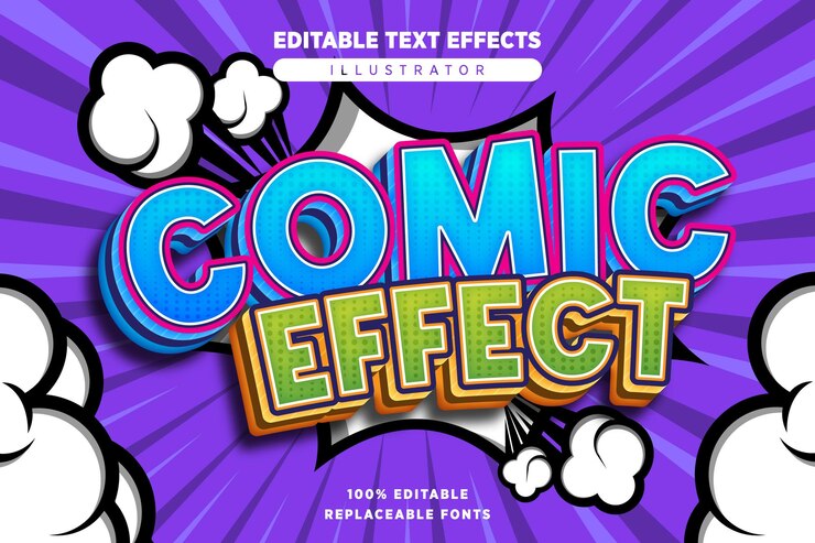 Vector efecto de texto de efecto cómico editable en estilo cómico