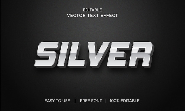 Efecto de texto de efecto de texto editable de plata 3D