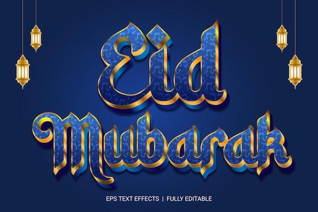 Efecto de texto Eid 3d completamente editable