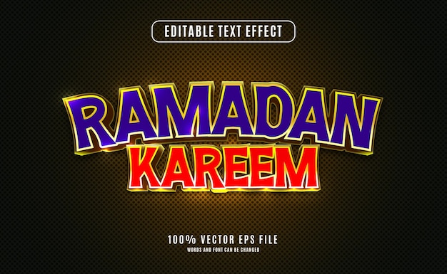Efecto de texto de Eid 3D diseño de Ramadan Kareem