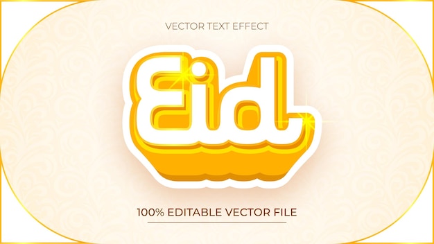 Efecto de texto de Eid al Fitr editable en estilo blanco de lujo y moderno