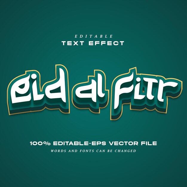 Efecto de texto eid al fitr estilo de texto editable