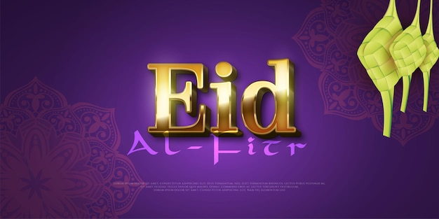 Efecto de texto eid al fitr o eid mubarak de lujo con efecto de estilo de lujo dorado