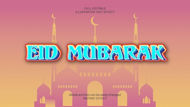 Efecto de texto de Eid Mubarak