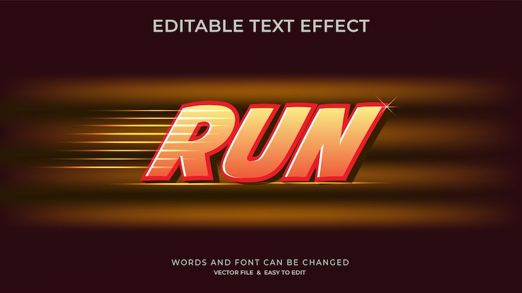 Vector un efecto de texto ejecutar efecto de texto editable