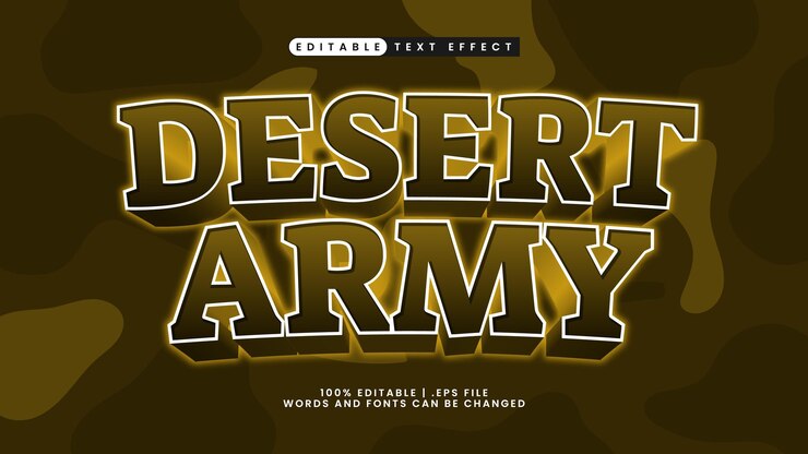 Vector efecto de texto del ejército del desierto