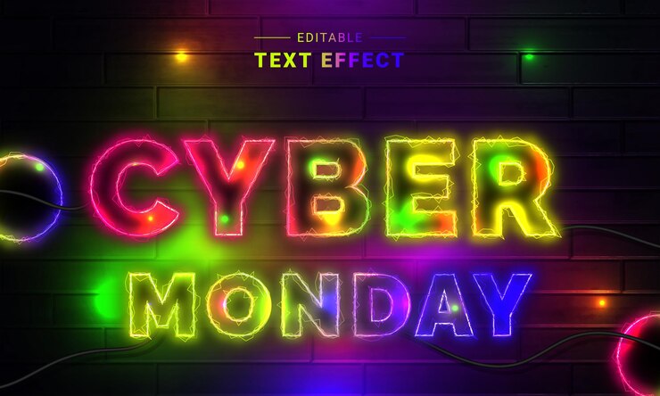 Vector efecto de texto de electricidad editable estilo de texto cyber techno