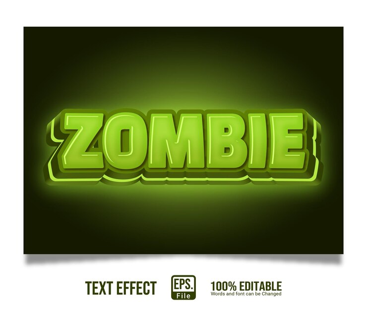 Vector efecto de texto elegante zombie verde