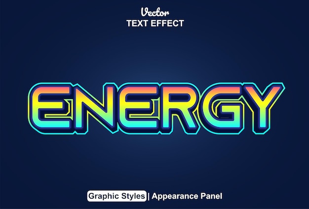 Vector efecto de texto energético con estilo gráfico y editable.
