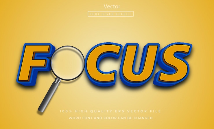 Vector efecto de texto de enfoque estilo 3d editable