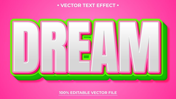 Vector efecto de texto de ensueño estilo de texto en negrita 3d editable