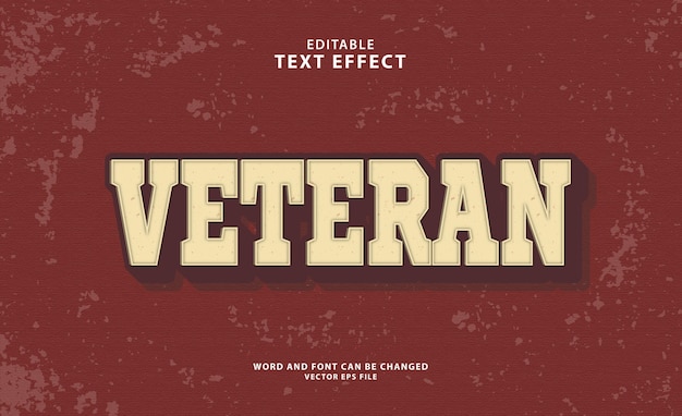 Vector efecto de texto eps editable 3d vintage veterano