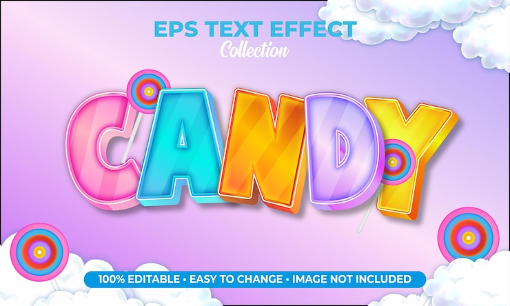 Vector efecto de texto eps de niños dulces