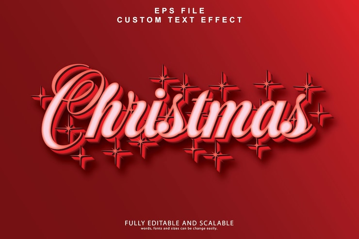 Vector efecto de texto eps premium editable 3d de navidad