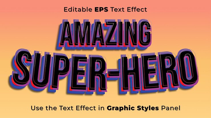 Vector efecto de texto eps de superhéroe 2