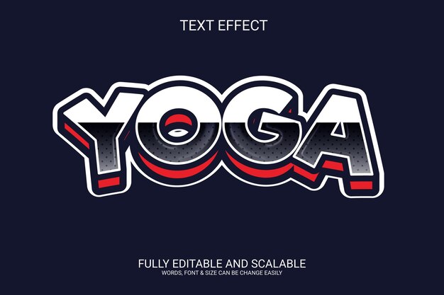 Efecto de texto EPS vectorial completamente editable en 3D de yoga