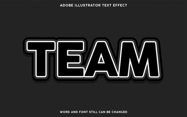 Vector efecto de texto del equipo con color negro