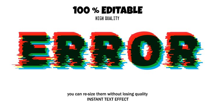 Vector efecto de texto de error estilo de texto editable