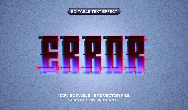 Efecto de texto de error estilos gráficos de fallas editables efecto de fuente de señal rota estilo datamoshing