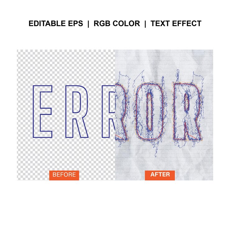 Vector efecto de texto de error